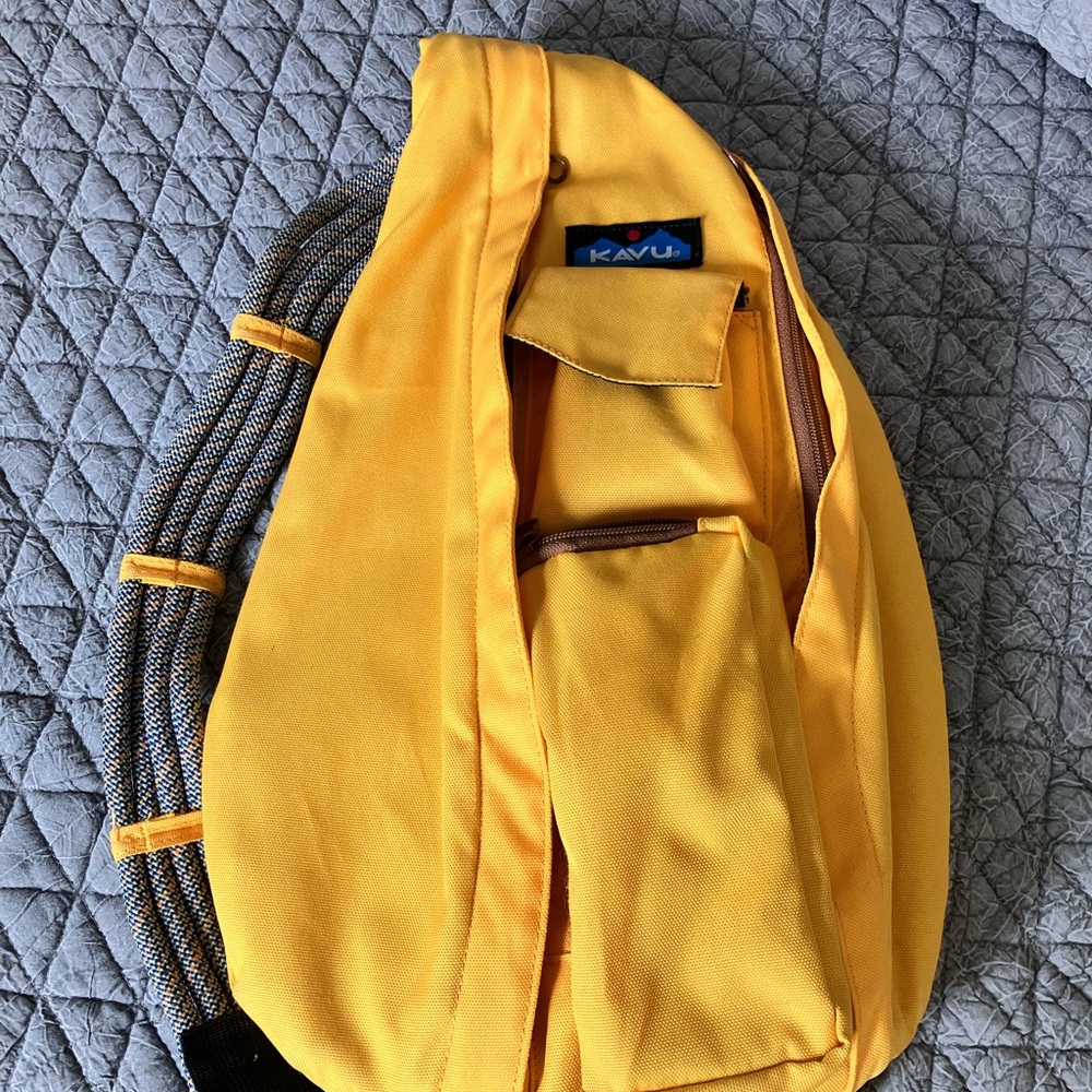 Beautiful yellow Kavu rope sling bag